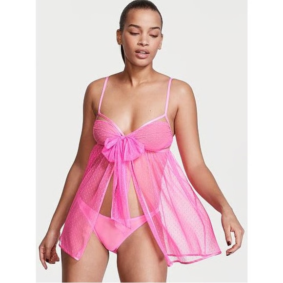 Victoria's Secret Hot Pink Sheer Chemise - Picture 1 of 9